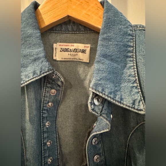 Zadig & Voltaire snap front western style shirt three-quarter length sleeves NWT - Picture 5 of 7